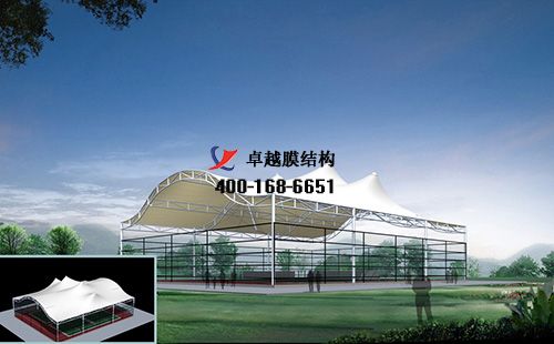  麗江膜結構網(wǎng)球場門球場籃球場（麗江市體育場-籃球館）設計施工安裝案例