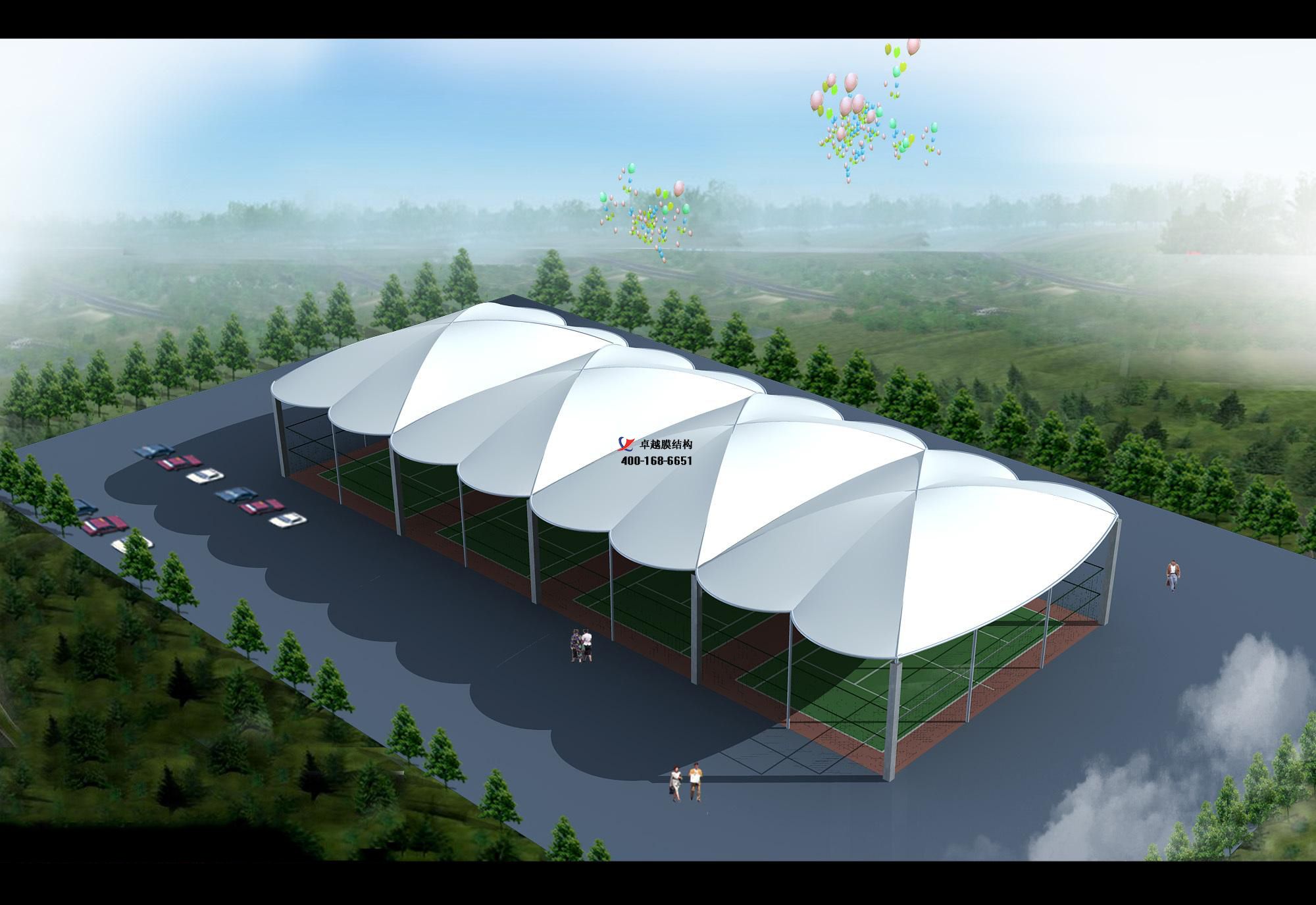 烏海膜結構網(wǎng)球場門球場籃球場（烏海市體育中心）設計施工安裝案例