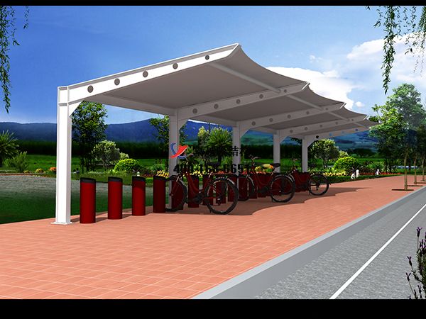 株洲<font color='red'>膜結(jié)構(gòu)車棚</font>【株洲市水務(wù)投資集團(tuán)有限公司-停車棚】工程實例