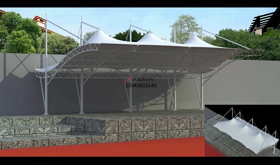 吳起體育公園膜結(jié)構【看臺雨棚】門球場案例