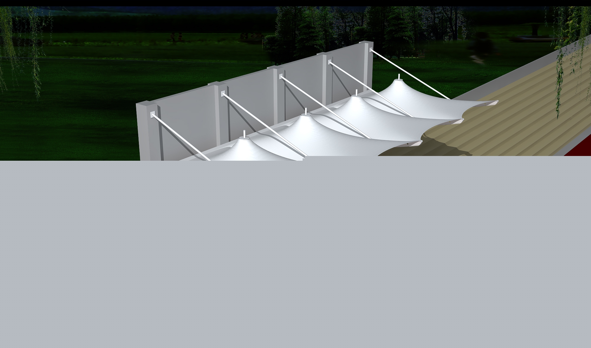 甘泉體育公園膜結(jié)構【看臺雨棚】門球場案例