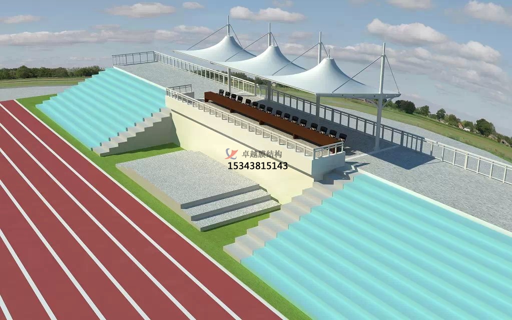 黃陵體育公園膜結(jié)構【看臺雨棚】門球場案例