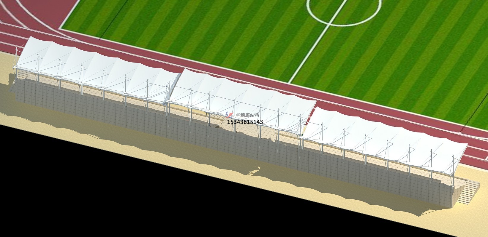 長(zhǎng)沙寧鄉(xiāng)體育公園膜結(jié)構(gòu)【看臺(tái)雨棚】門球場(chǎng)案例