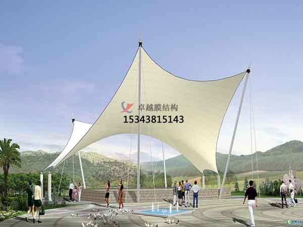 三門峽商業(yè)廣場<font color='red'>張拉膜結(jié)構(gòu)</font>景觀棚/雨棚設(shè)計搭建